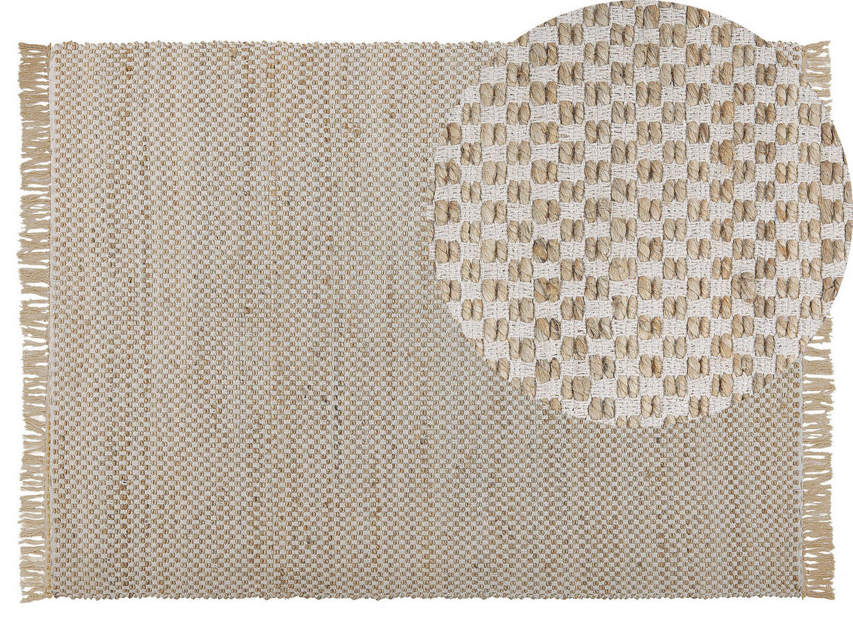 KURZFLOR-TEPPICH Zerdali 200/140 cm - Beige, Naturmaterialien (140/200cm) - Beliani