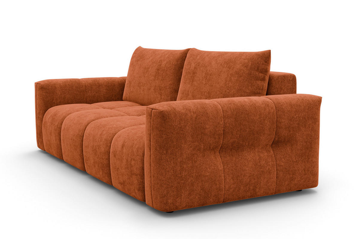 SOFA VERONA 3-Sitzer, Orange - Schwarz/Orange, Holz/Textil (224/83/110cm) - Courtois Laville