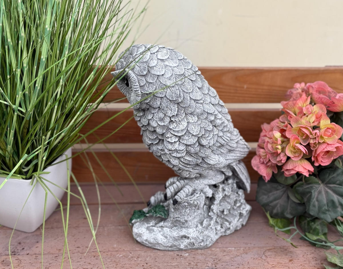 STEINFIGUR Eule Schleiereule frostfest massiv - Grau, Stein (15/32/21cm) - stoneandstyle