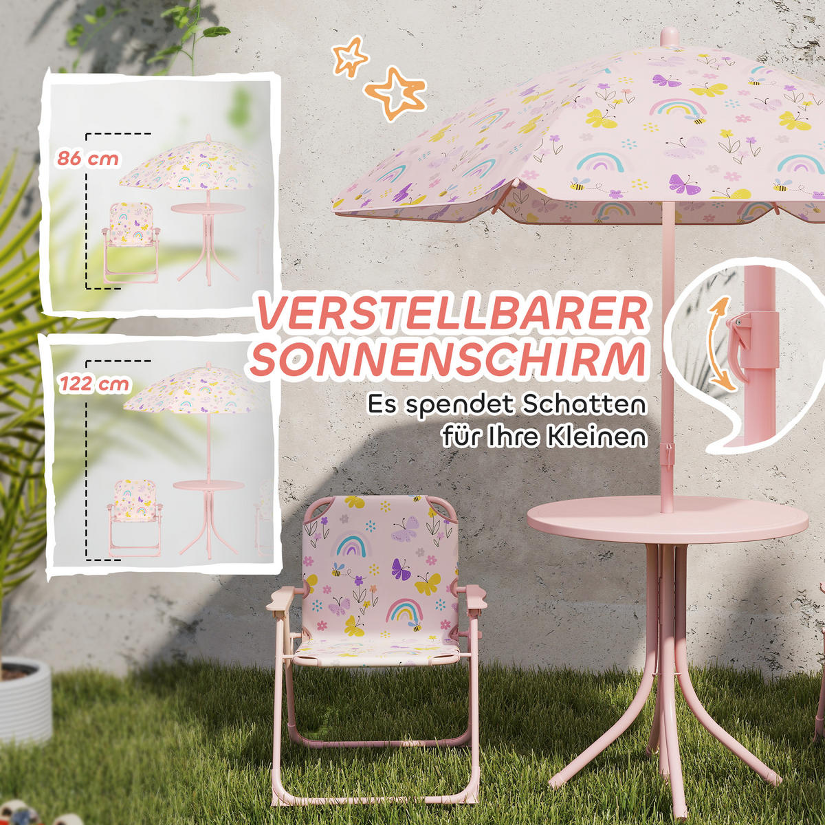 GARTEN-KINDERSITZGRUPPE, Rosa, Stahl, Polyester - Rosa, Metall - AIYAPLAY