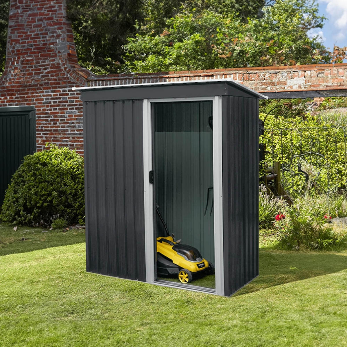 GERÄTESCHUPPEN BOHIO - Größe: XS - Anthrazit, Metall (163/182/89cm) - Home Deluxe