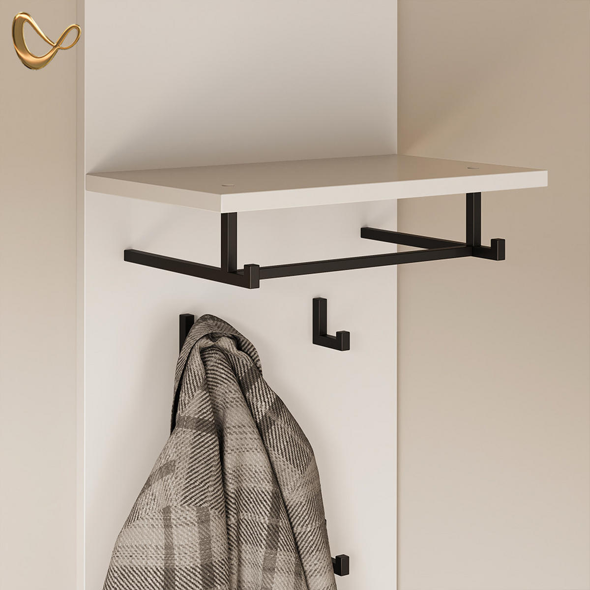 WANDGARDEROBE Aterno Weiß 43 x 120 cm - Weiß, Holzwerkstoff (43/120/27cm) - Livinity®