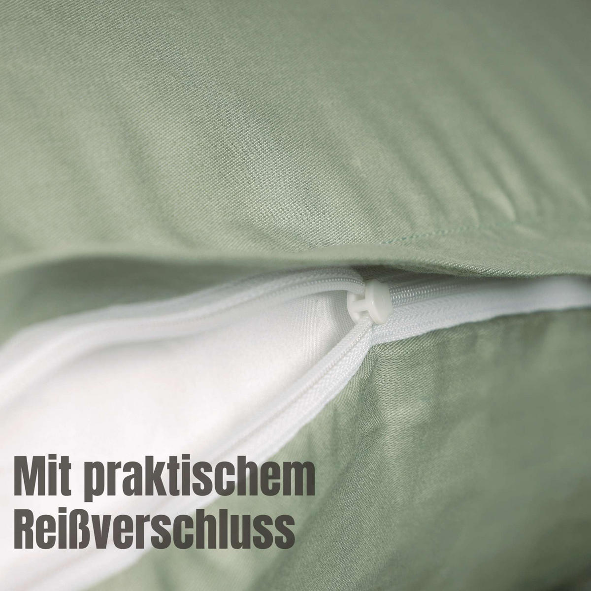SATIN BETTWÄSCHE PLAIN - Grün, Textil (140/200cm) - Schöner Wohnen