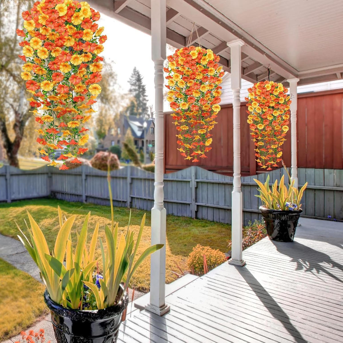 KUNSTBLUME 2 Stück Kunstblumen Veilchen Hängend - Dunkelorange, Kunststoff (75cm) - Kaket