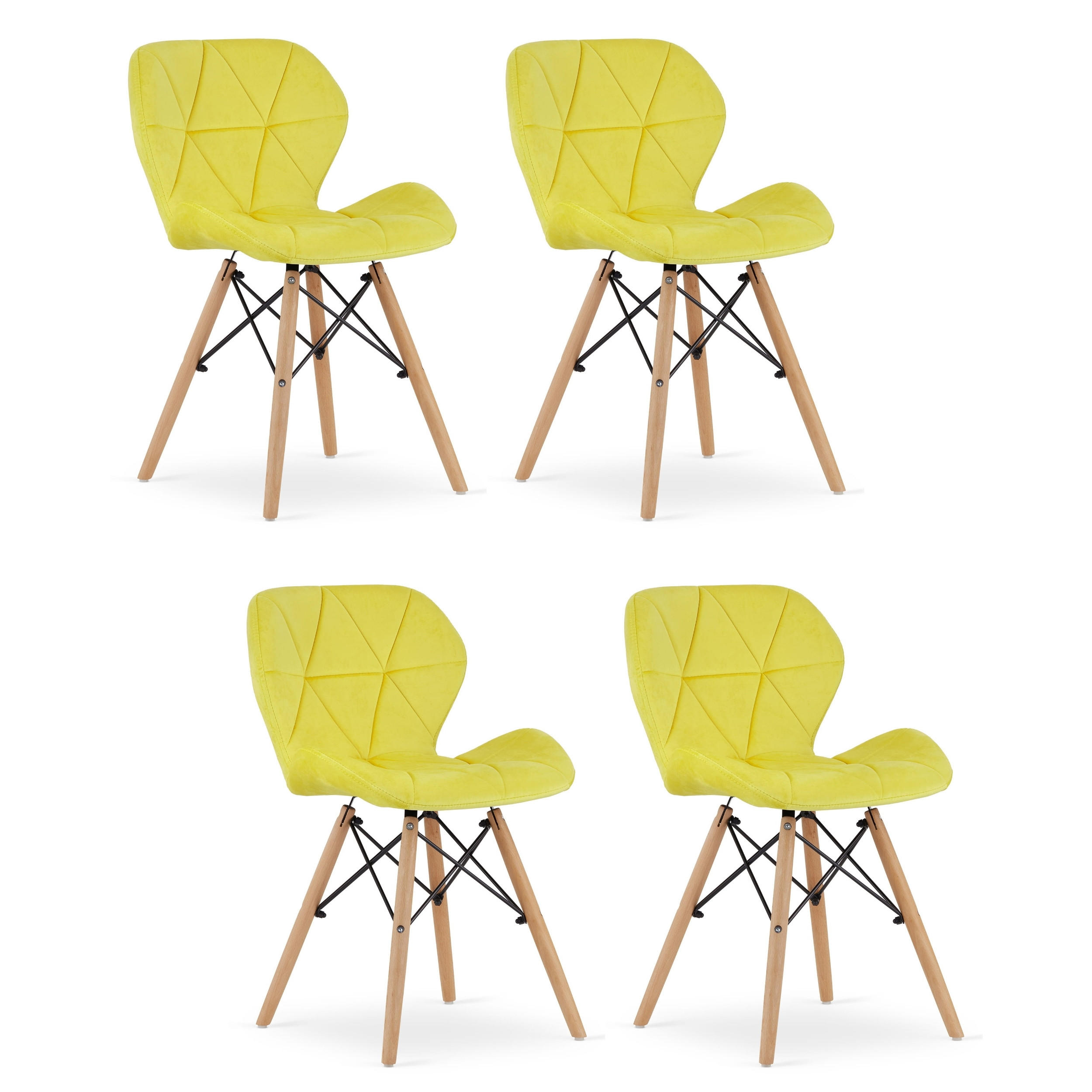 STUHL AMATRICE 4-er Set, Gelb, mit Samtstoff gepolstert - Gelb, Holz/Textil (48/74/53cm) - Komodee