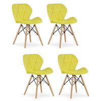 STUHL AMATRICE 4-er Set, Gelb, mit Samtstoff gepolstert - Gelb, Holz/Textil (48/74/53cm) - Komodee