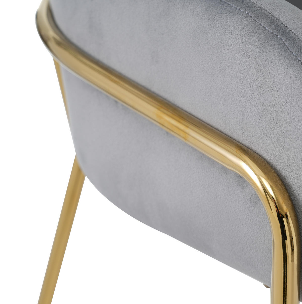 ESSZIMMERSTUHL Samt Grau mit Metallbeinen - Grau, Metall (53/79/53cm) - Meubliv