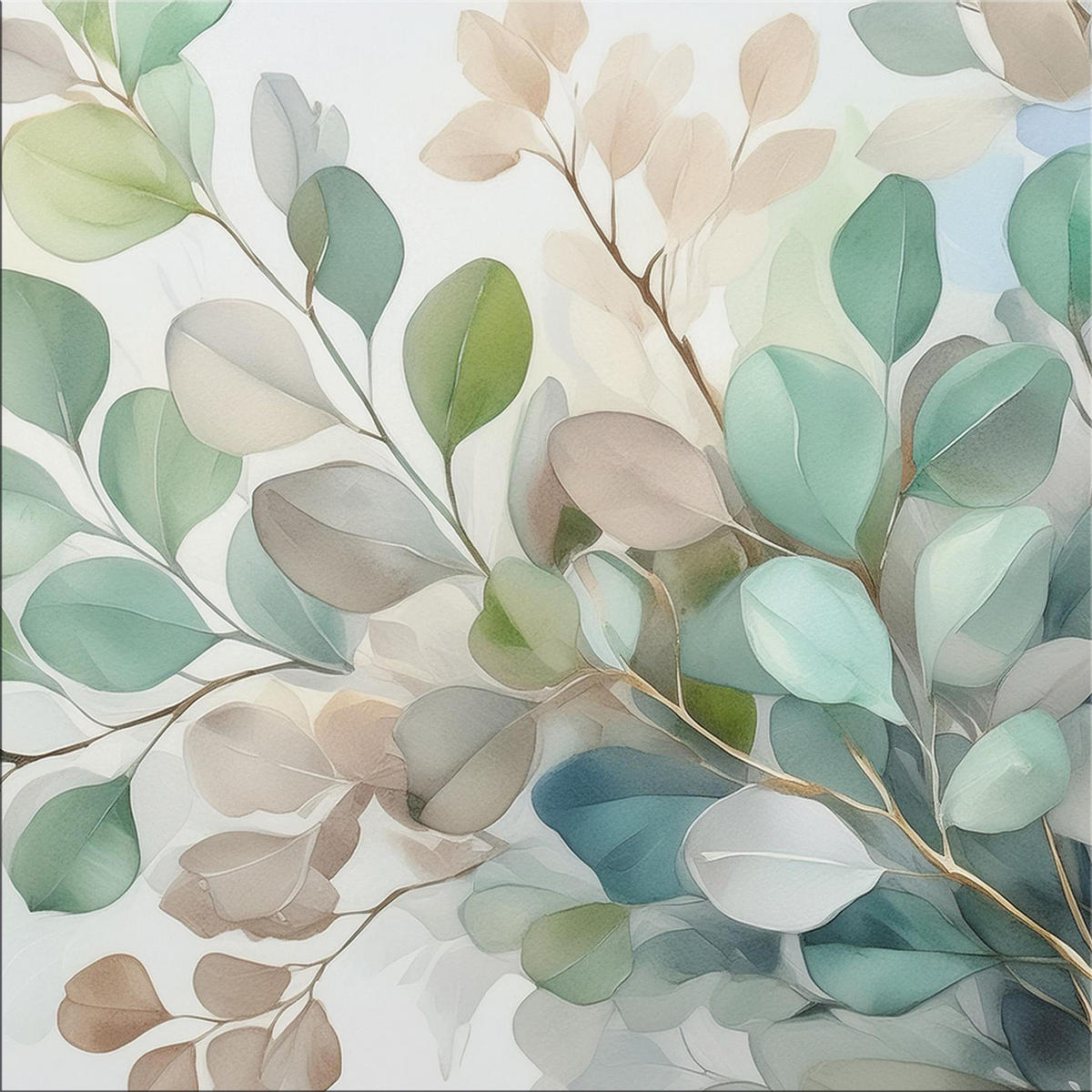 GLASBILD 50x50 cm Natur Eukalyptus - Beige, Glas (50/50cm) - artissimo