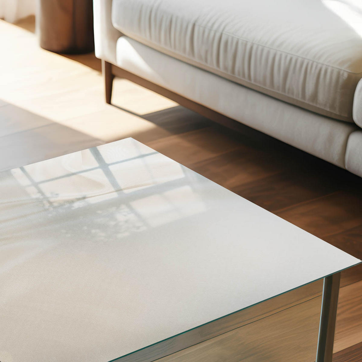 TISCHPLATTE 50x50 cm – Cremige Wellen - Grau, Glas (50/50/0.4cm) - Wallfluent