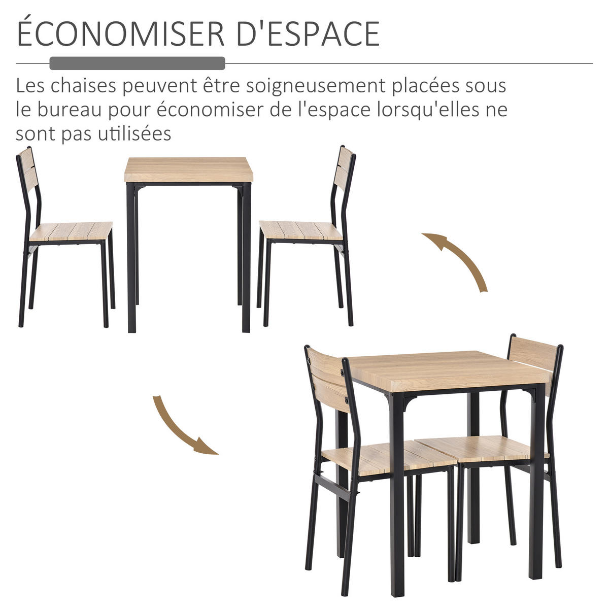 ESSGRUPPE mit Tisch und 2 Stühlen, platzsparendes Möbelset für Küche, Wohnzimmer und Esszimmer, helles Eichenholz - Brombeere, Kunststoff (60/76/60cm)