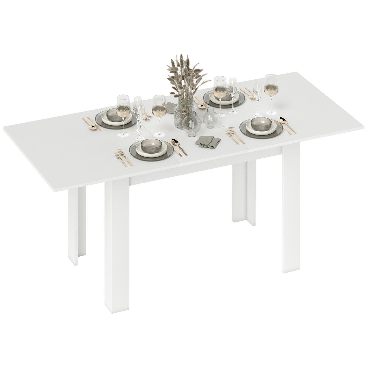 AUSZIEHTISCH Weiß ausziehbar 140-180/80/75 cm - Weiß, Holz (80/180/75cm) - PANGIVO