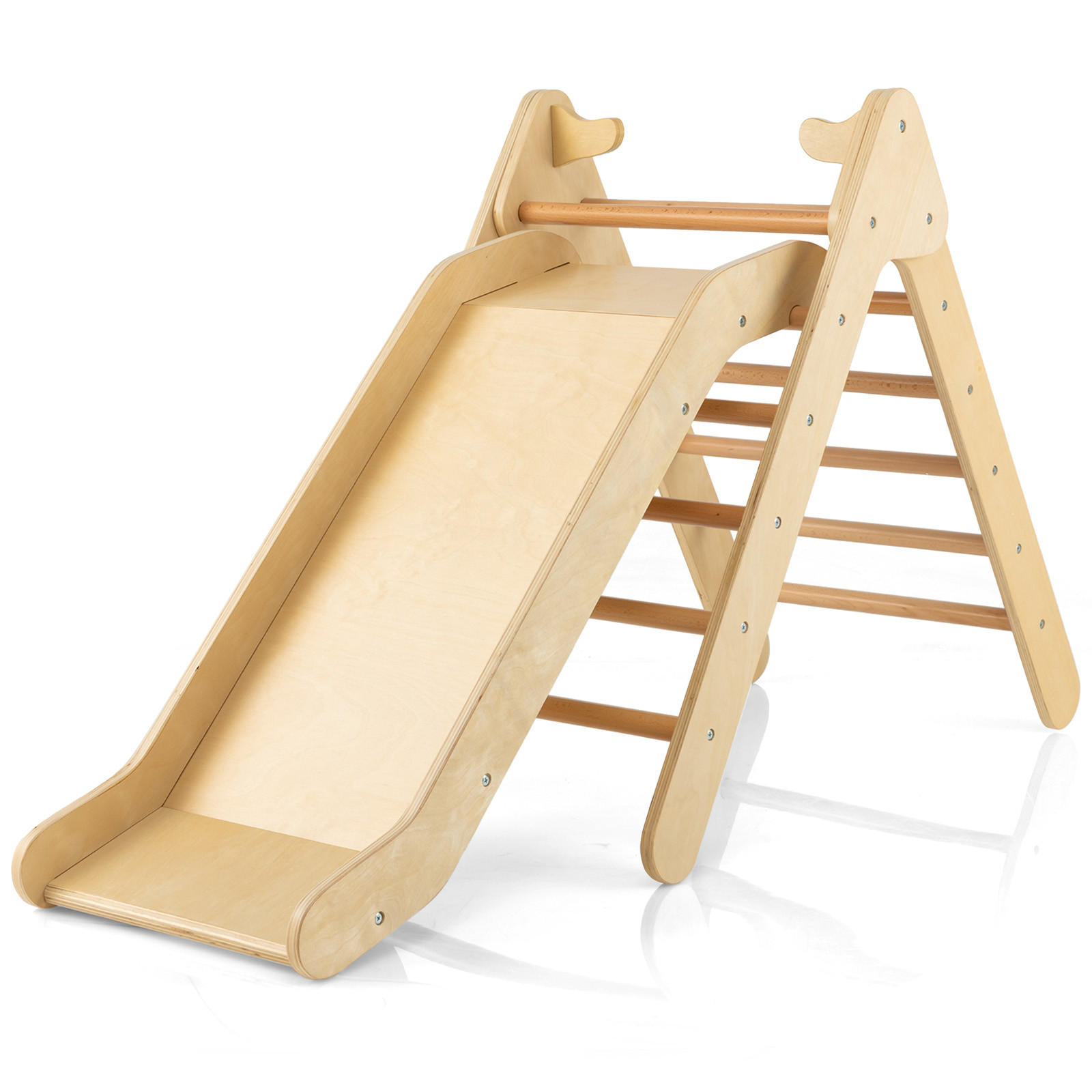 RUTSCHE kletterdreieck Holz - Naturfarben, Holz (87/74/48cm) - COSTWAY