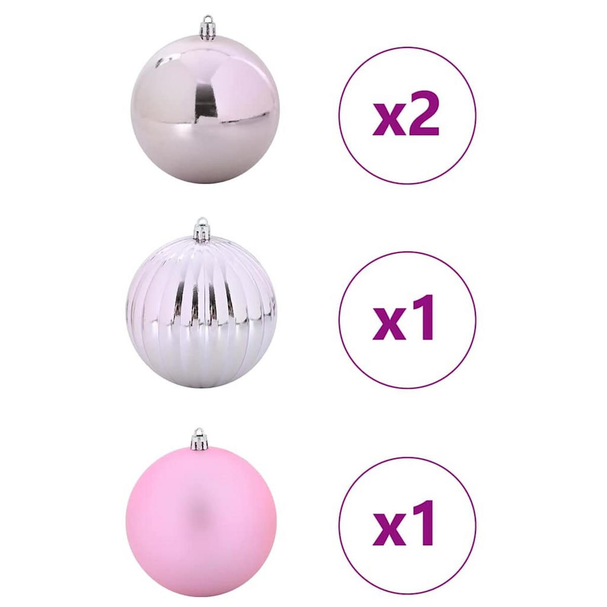 WEIHNACHTSKUGELSET XXL 4 -teilig 20/20/20 cm Rosa Kunststoff - Rosa, Kunststoff (20/20/20cm) - vidaXL