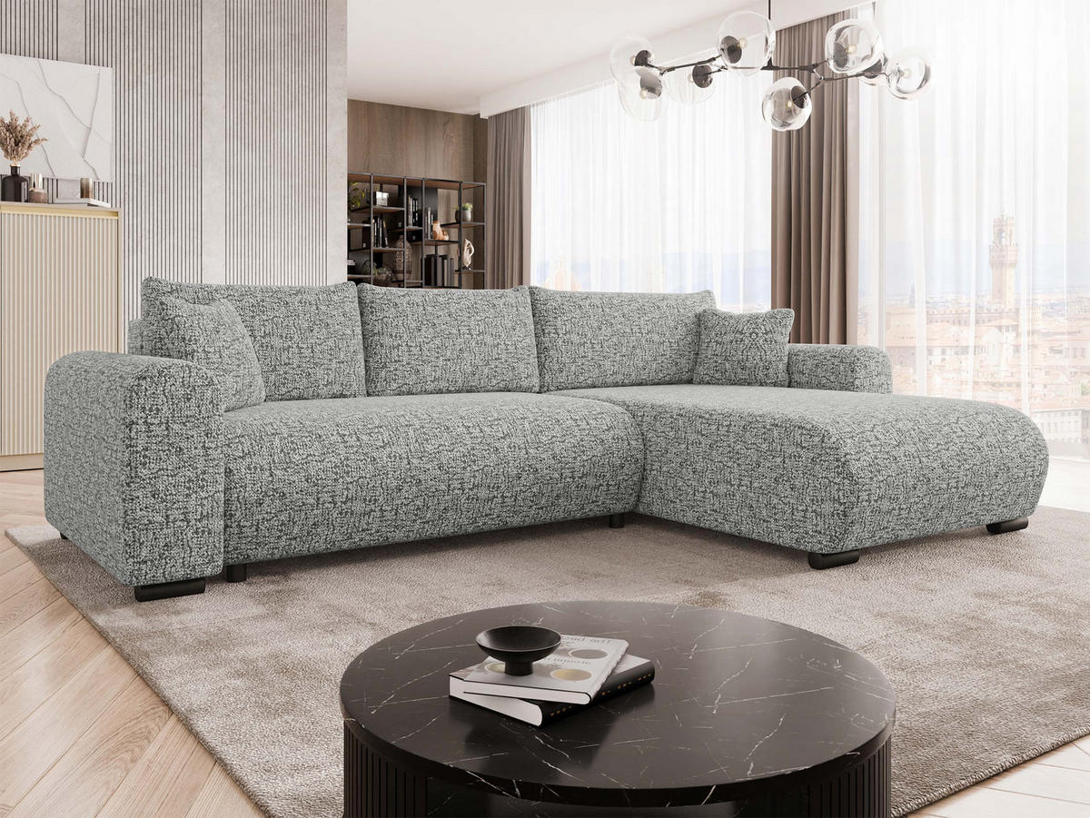 ECKSOFA Merkos - Chromfarben/Schwarz, Holz/Textil (285/188cm) - MIRJAN24
