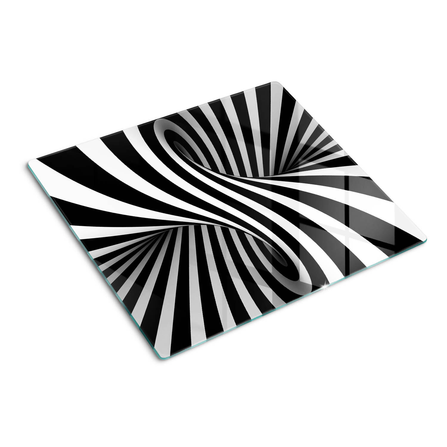 GLASPLATTE 60x52 cm Wirbelabstraktion - Schwarz, Glas (60/0.4/52cm) - TULUP