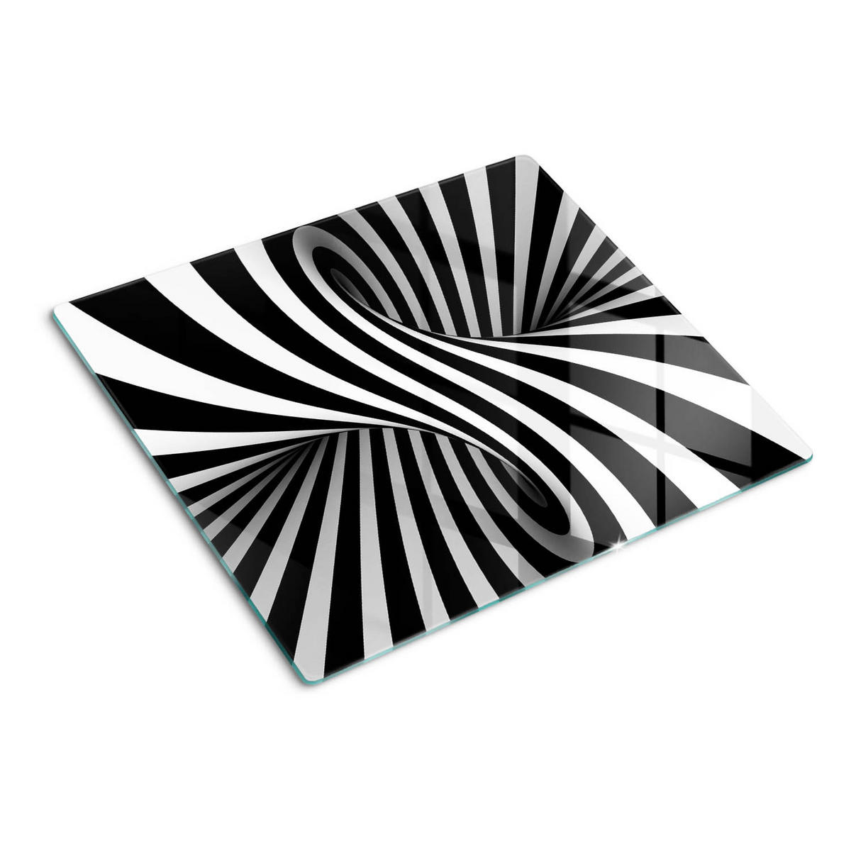 GLASPLATTE 60x52 cm Wirbelabstraktion - Schwarz, Glas (60/0.4/52cm) - TULUP