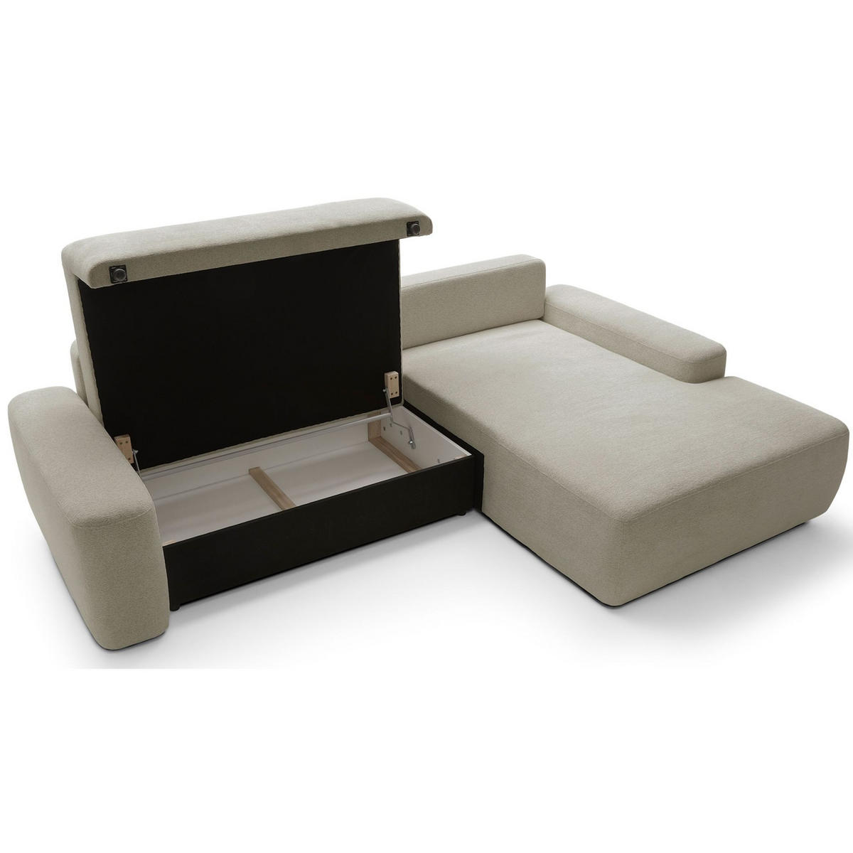 ECKSOFA Baleo Beige Chenille-Bezug - Beige/Schwarz, Kunststoff/Textil (264/162cm) - Selsey