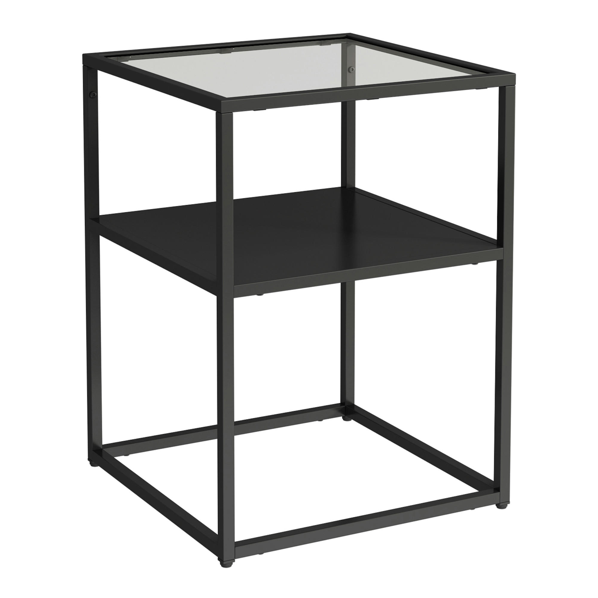 BEISTELLTISCH Solund - Schwarz, Glas/Metall (40/40/55cm) - [en.casa]