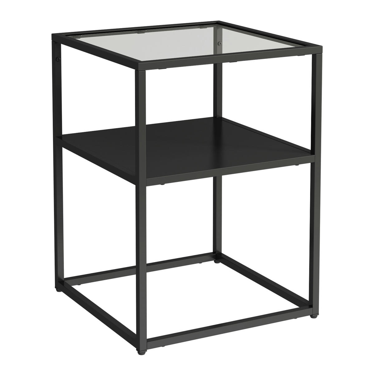 BEISTELLTISCH Solund - Schwarz, Glas/Metall (40/40/55cm) - [en.casa]