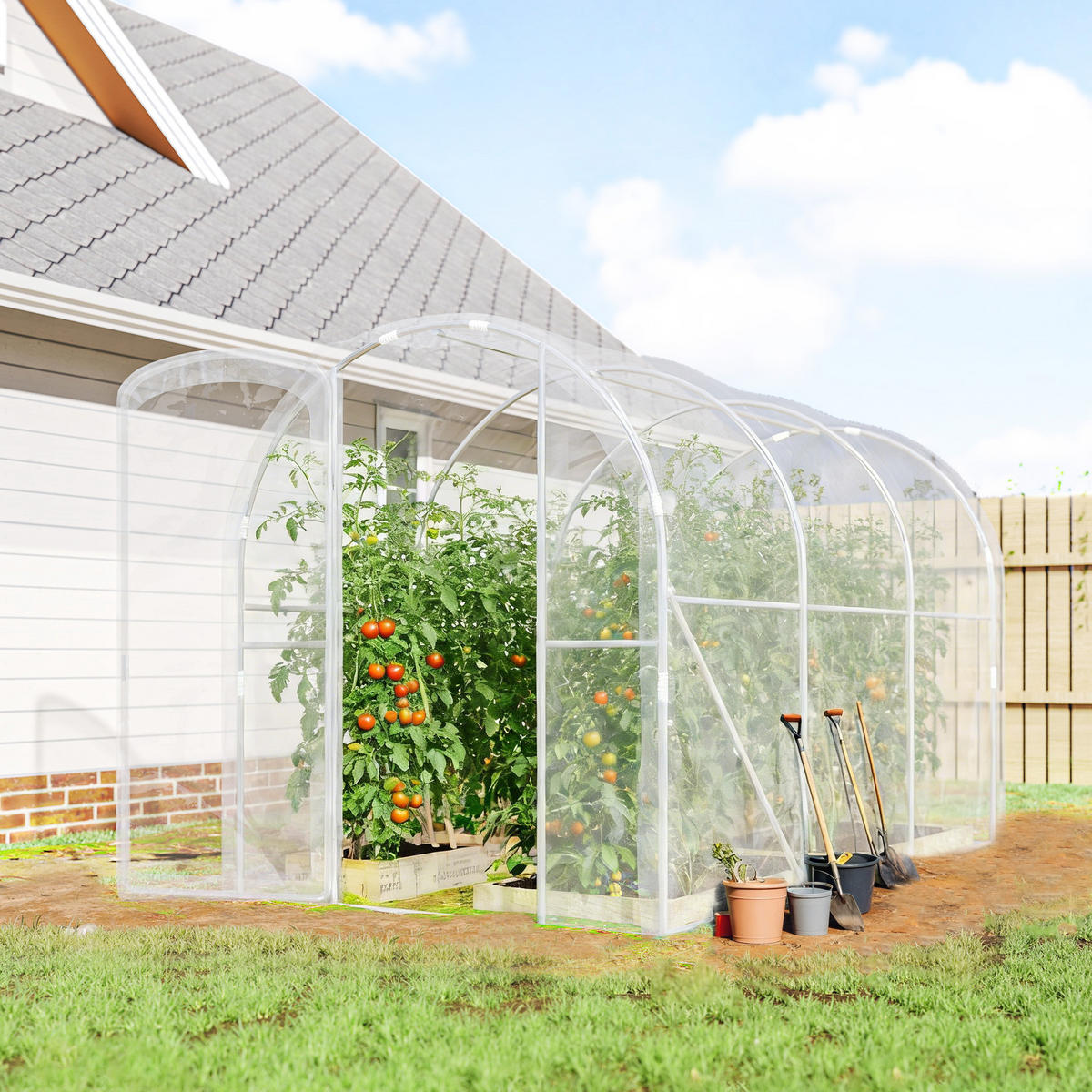 GEWÄCHSHAUS DE-12064 6 m² mit Scharniertür Grün - Transparent, Kunststoff (200/195/300cm) - ComfortXL