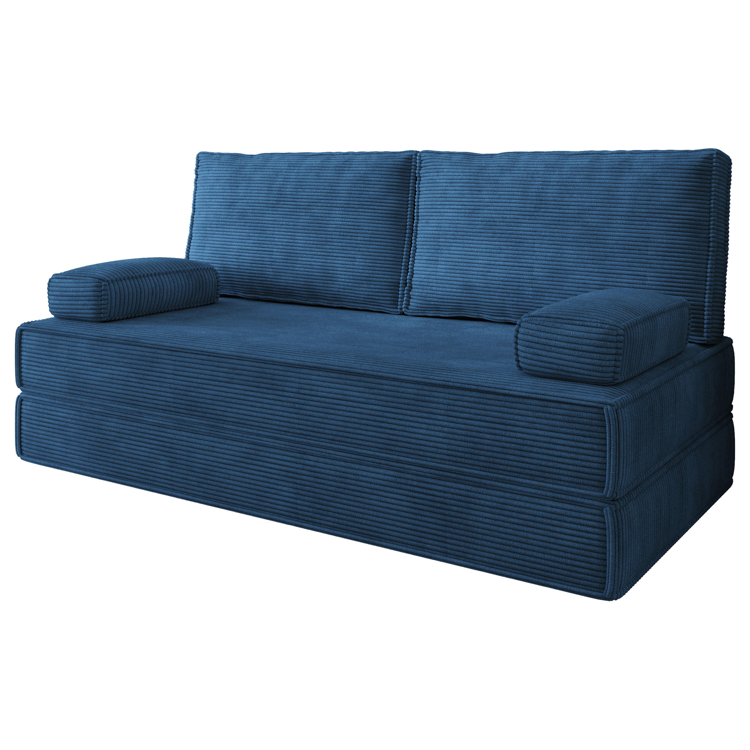 BETTSOFA SILAR aus Schaumstoff Cordstoff Blau Schlaffunktion - Blau, Textil (170/86/80cm) - MASSENO