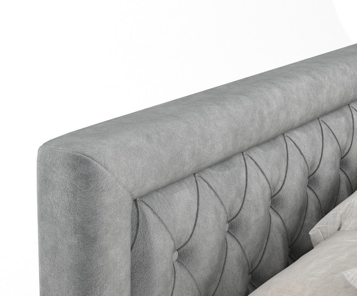 BOXSPRINGBETT Lavello Grau 200/200 cm mit Latex-Topper - Silberfarben/Grau, Holz/Holzwerkstoff (200/200cm) - Maison de Reve