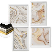 WANDBILDER 4er-Set - 50x50 cm & 40x60 cm Weißer Rahmen - Lineare abstrakte Motive - Weiß, Kunststoff (50/50cm) - ArtPrintCave