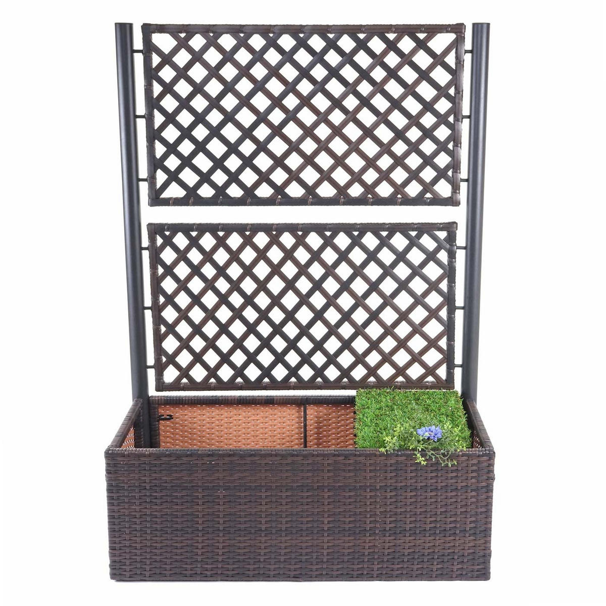 POLY-RATTAN RANKGITTER Braun, Anthrazit - Anthrazit/Braun, Kunststoff (100/142/43cm) - MCW