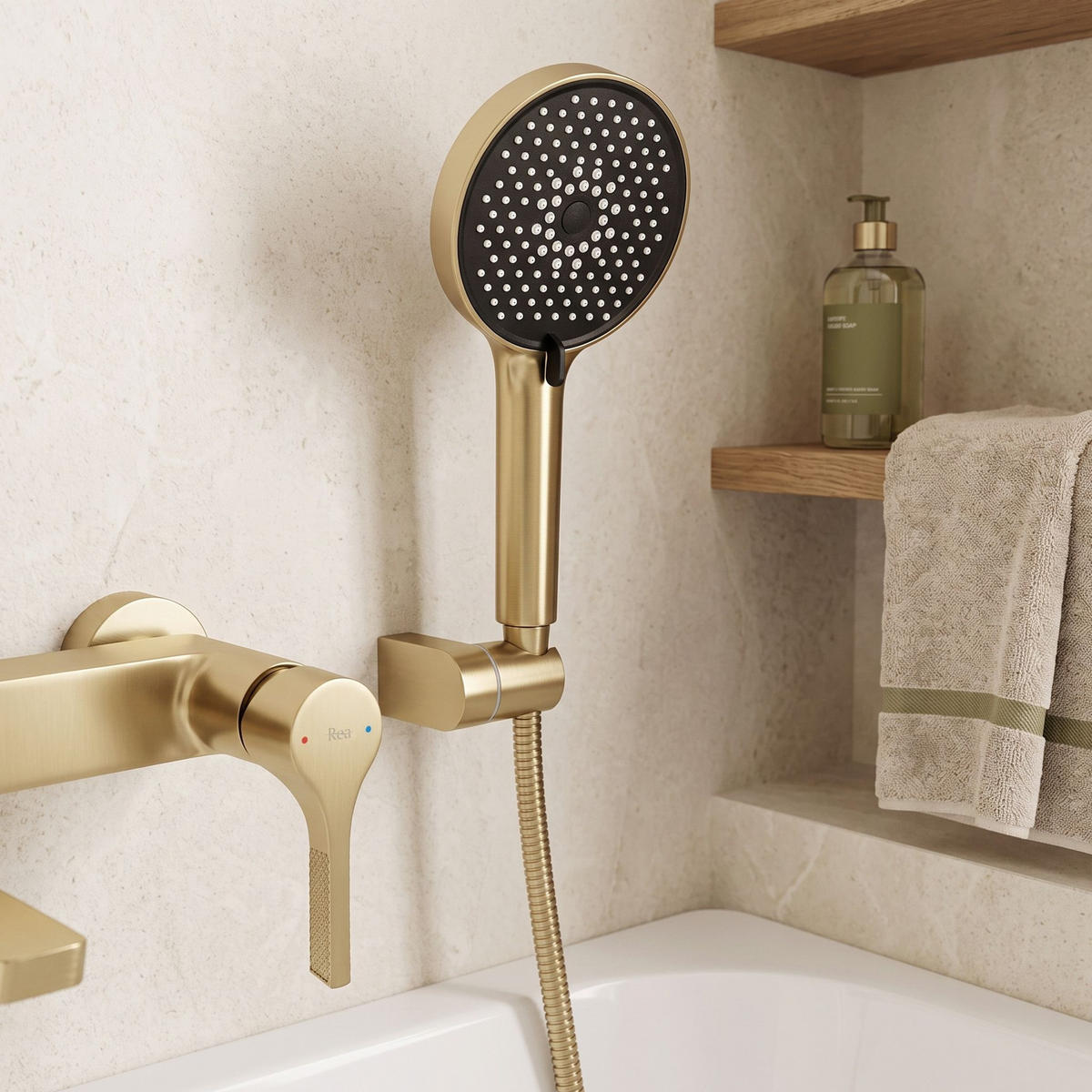 WANNENARMATUR Premium Rea Maxim Brush Gold - Goldfarben, Metall (20/11.5/20.3cm) - REA