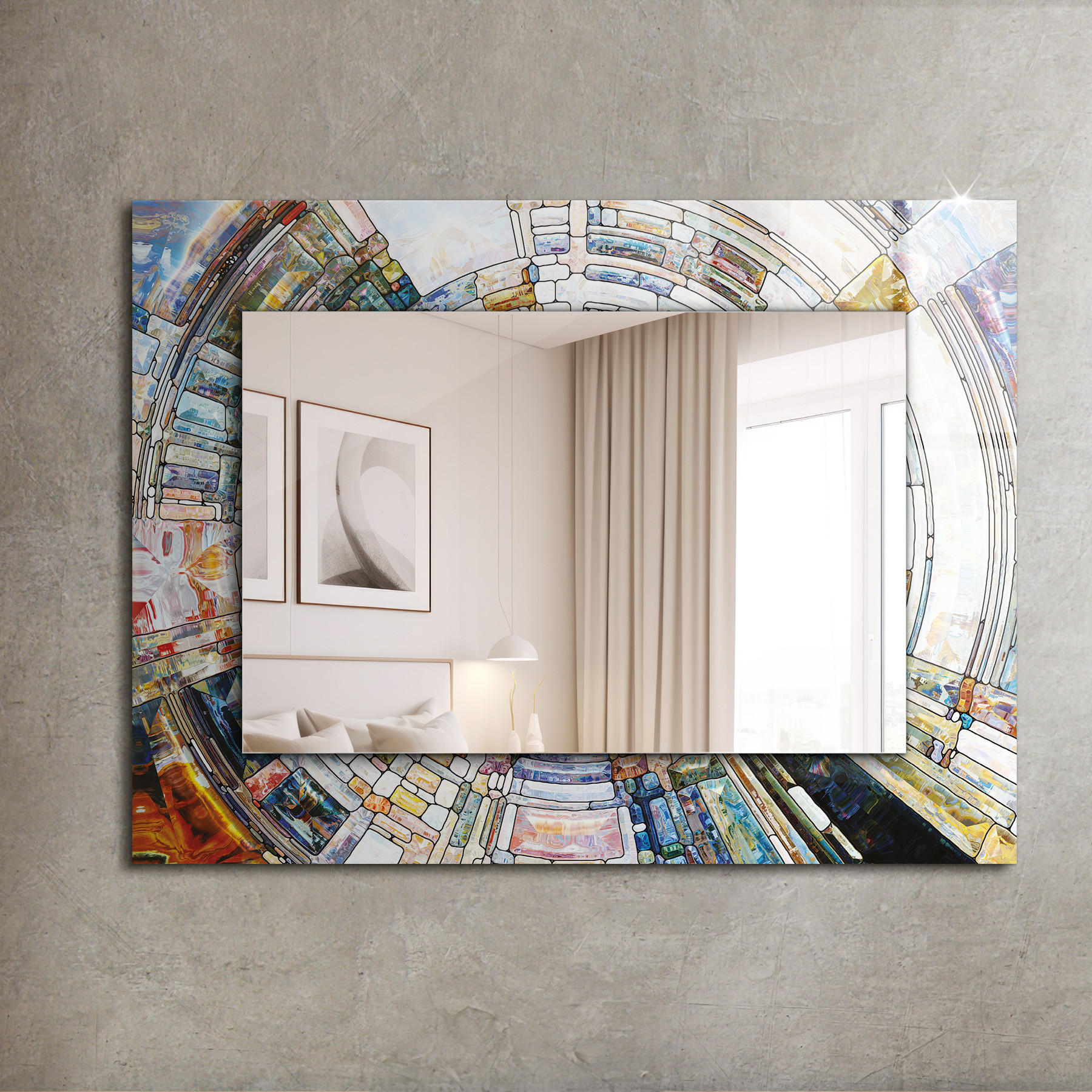 SPIEGEL 80 x 60 cm Rechteckig mit Aufdruck - Multicolor, Glas (80/60/0.4cm) - TULUP