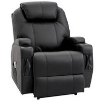 MASSAGESESSEL DE-15346 elektrisch verstellbar mit 8 Massagepunkten Schwarz - Schwarz, Leder (97/110/82cm) - ComfortXL