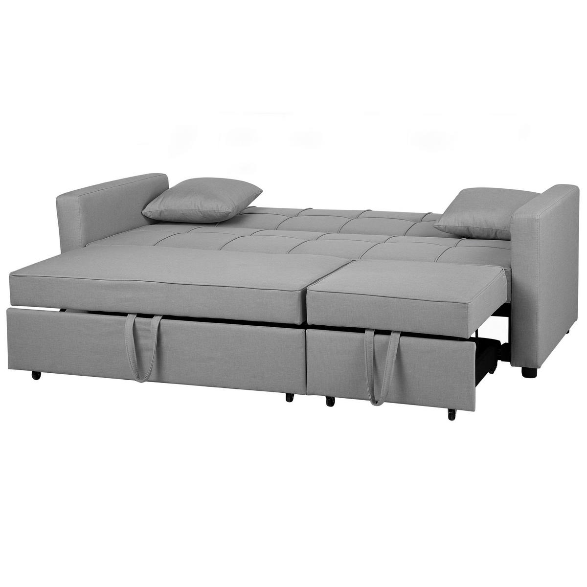 3-SITZER-SCHLAFSOFA Polyester Grau Glomma - Hellgrau, Textil (207/95/87cm) - Beliani
