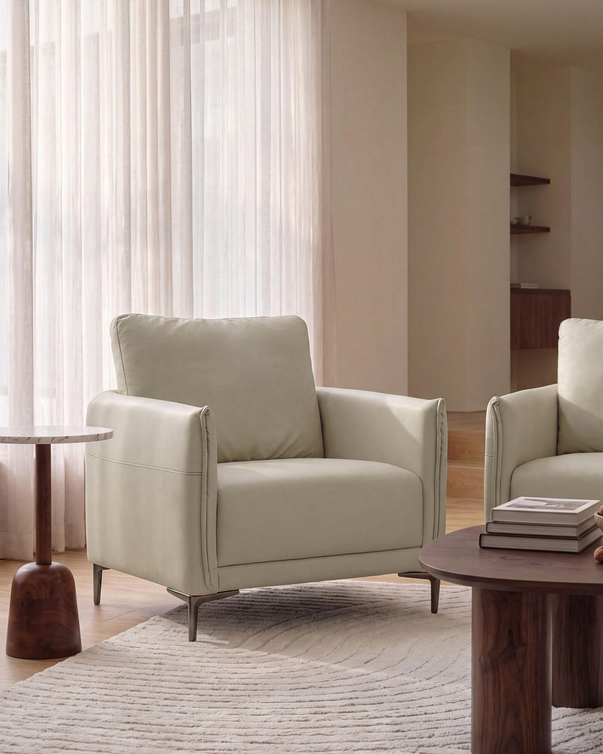 SESSEL Stoff Hellbeige Cilens - Dunkelgrau/Beige, Textil/Metall (85/90/82cm) - Beliani