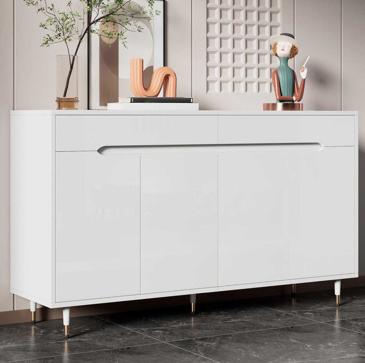 SCHUHSCHRANK mit 2 Türen und 2 Schubladen 140 x 39 x 84 cm Weiß - Weiß, Holz (39/84/140cm) - Beauniv
