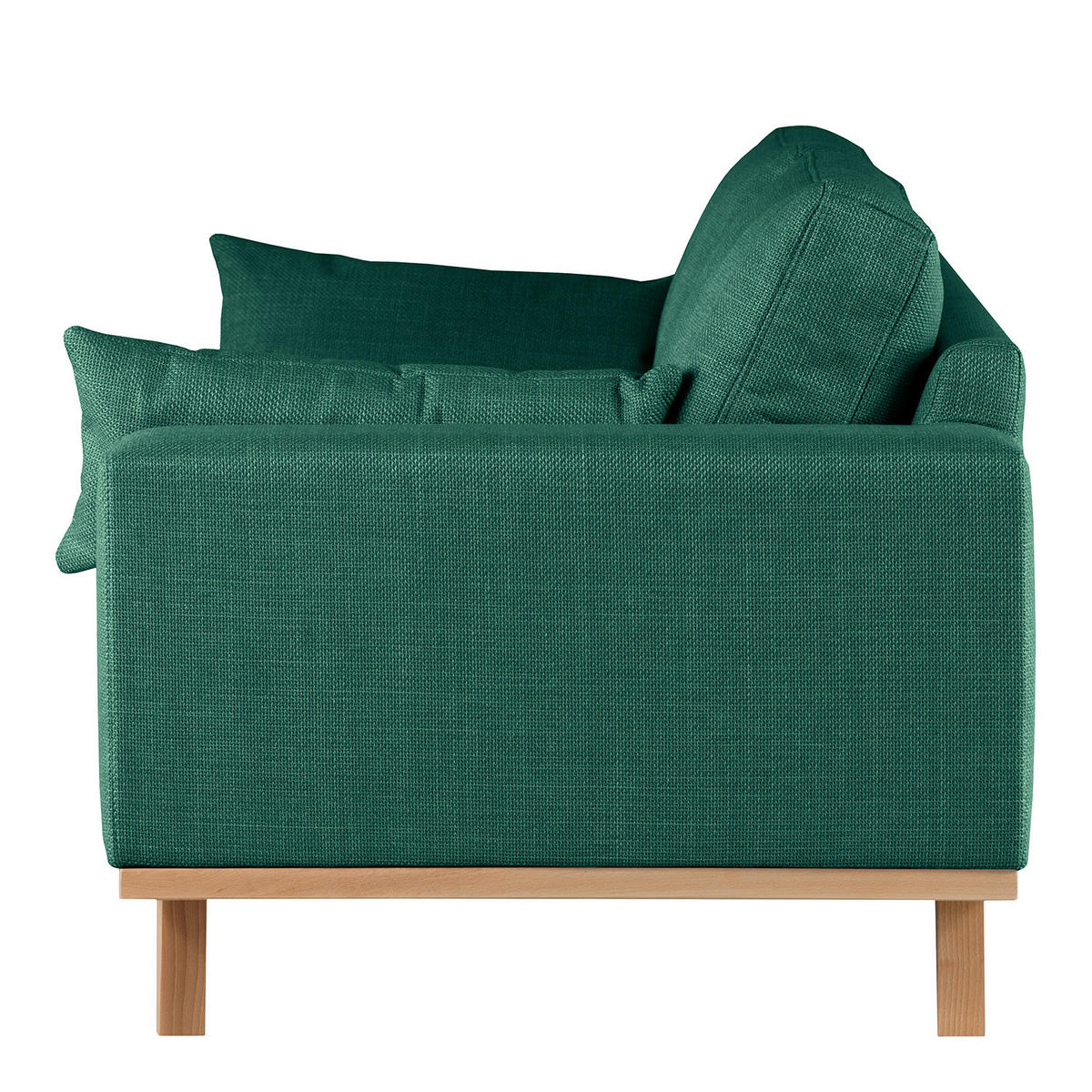 2-SITZER SOFA - Dunkelgrün/Buchefarben, Buchenholz/Textil (197/81/88cm) - home24