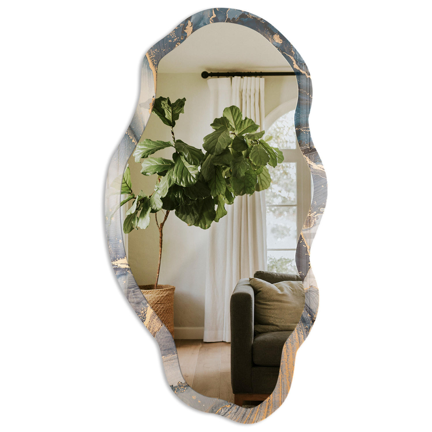 SPIEGEL 90x45 cm asymmetrisch mit Druck - Ein Farbrausch - Transparent, Glas (45/90/0.4cm) - TULUP