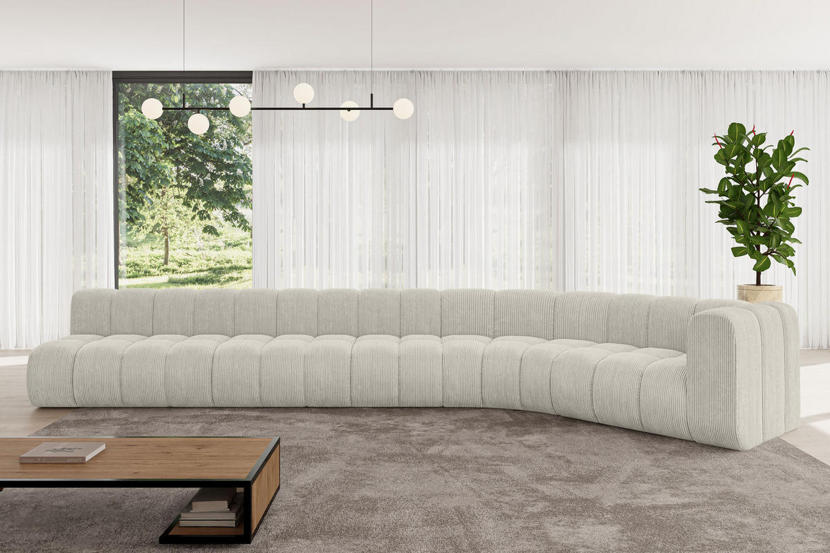ECKSOFA modulares Sofa Karex-L3 - 490x194x70 cm Creme - Hellgrau/Creme, Holzwerkstoff/Textil (490/194cm) - ALTDECOR