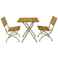BISTRO Set Genf - Gartenmöbel Garten-Garnitur 3-teilig, Sitzgruppe für 2 Personen - Flachstahl verzinkt hellgrau - Robinienholz - Grau, Holz - TPFGarden