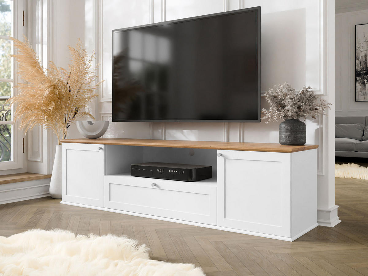 TV-LOWBOARD Gacoris 2D1SZ - Hellgrau/Weiß, Holzwerkstoff/Kunststoff (182/48/43cm) - MIRJAN24