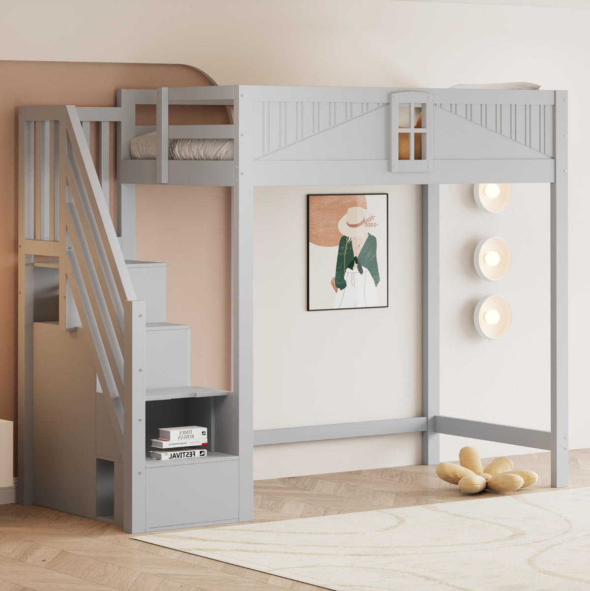 HOCHBETT 90/200 cm Grau aus Holz mit Stauraum - Grau, Holzwerkstoff (90/200cm) - OKMYHOME