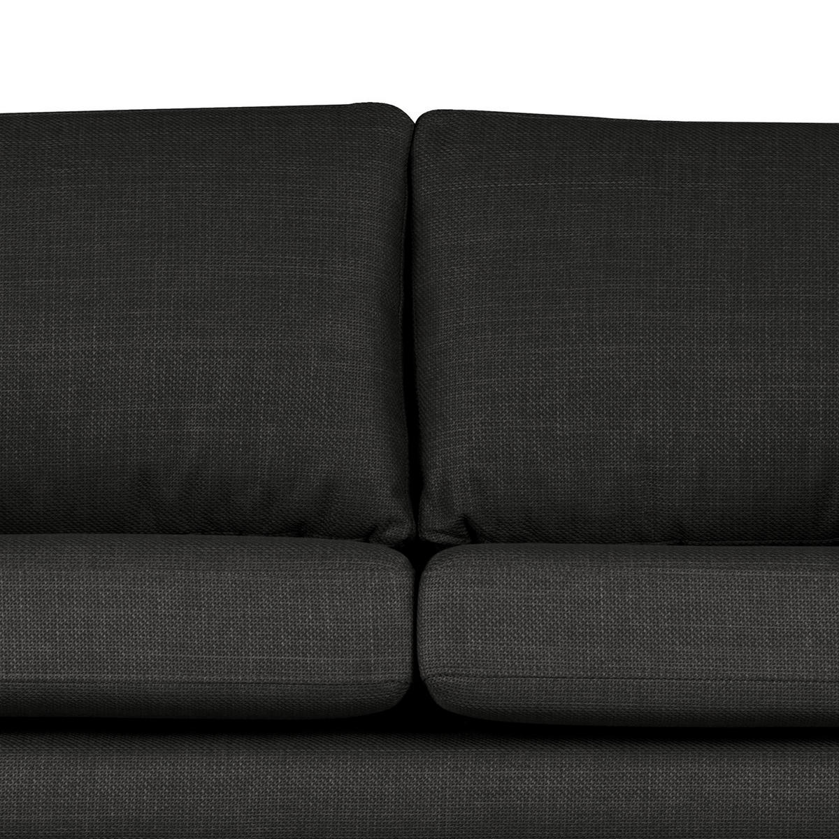 WOHNLANDSCHAFT mit Longchair - Buchefarben/Schwarz, Buchenholz/Textil (371/81/219cm) - home24