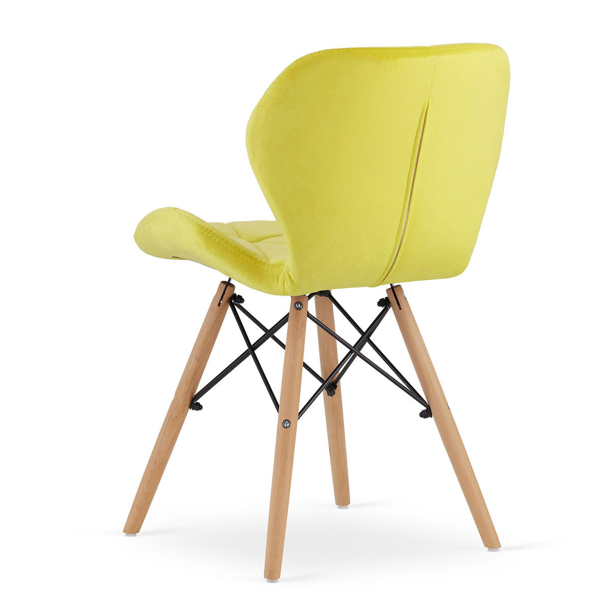 STUHL AMATRICE 2-er Set, Gelb, mit Samtstoff gepolstert - Gelb, Holz/Textil (48/74/53cm) - Komodee