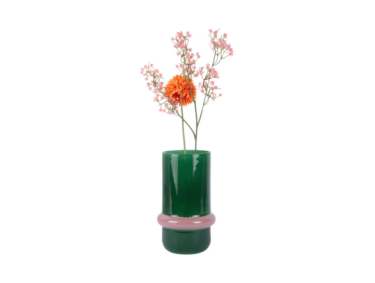VASE Animado Anillo Medium - Grün - 22 cm - Grün, Glas (13.5/22cm) - Present Time