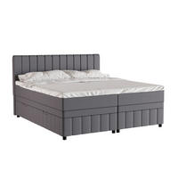 BOXBETT AVALON 180 x 200 cm mit Bettkasten und Topper - Dunkelgrau - Dunkelgrau, Holz - Panda Möbel
