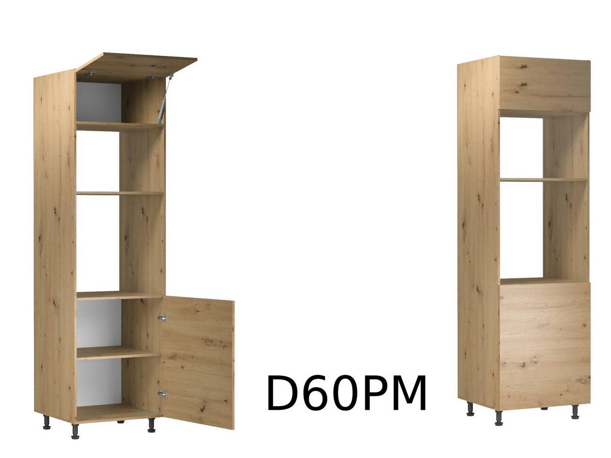 KÜCHENZEILE 340 - Langen KL1-M340 in Artisan Eiche - Schwarz/Eiche Artisan, Holz (340/212/58cm)