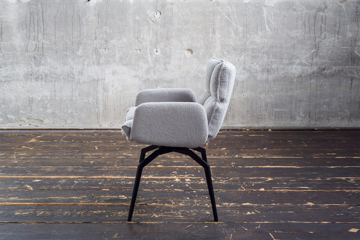 ESSZIMMERSTUHL BARO Grau Webstoff Drehbar (360°) (1er-Set) - Grau, Kunststoff/Textil (59/86/65cm) - KAWOLA