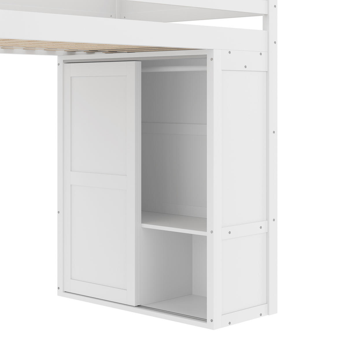 HOCHBETT 90/200 cm Weiß mit Kleiderschrank und Staufach ohne Matratze - Weiß, Holz (90/200cm) - MIVRAY