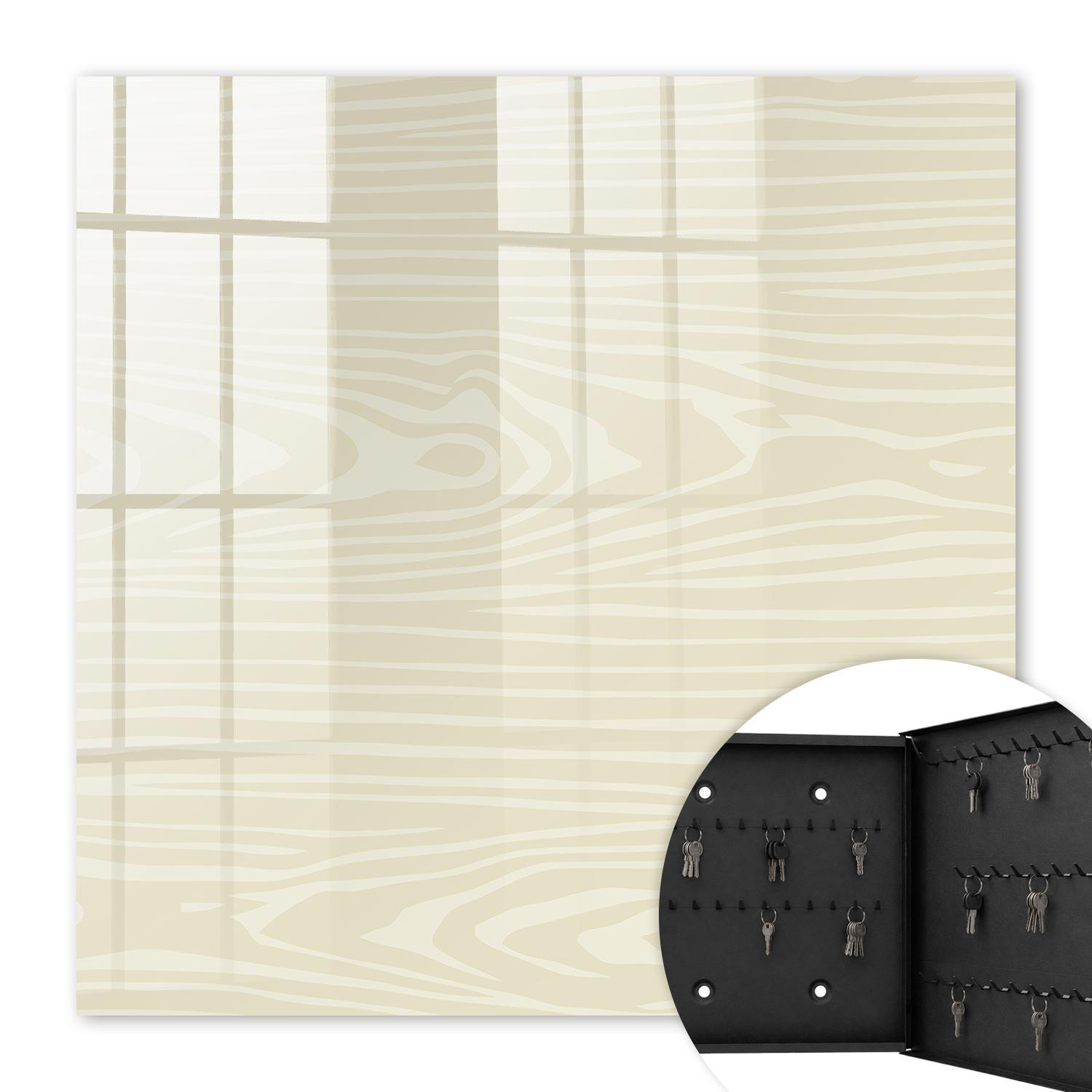 SCHLÜSSELBOX Schwarz 30x30 cm- Türöffnung nach rechts - Holzkonstruktion - Beige, Metall (30/30/5cm) - TULUP