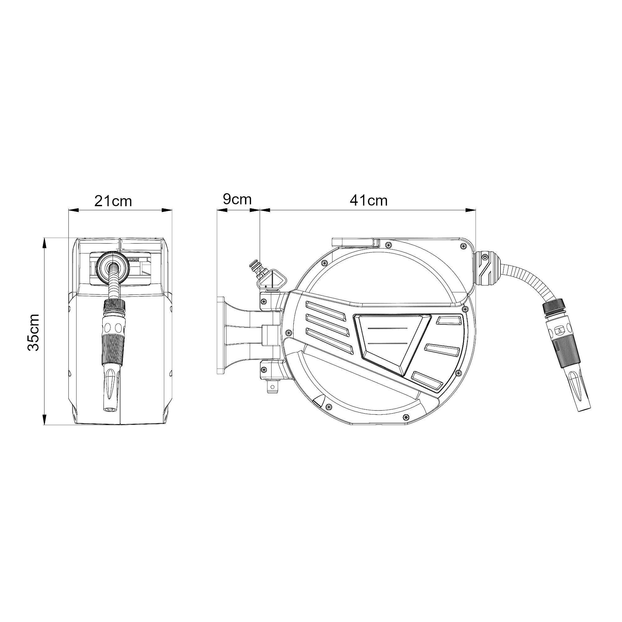 Thumbnail - pro.tec Schlauchaufroller, Grau, Kunststoff, 50x35x21 cm, Gartenzubehör, Gartenpflege, Gartenschläuche & Zubehör