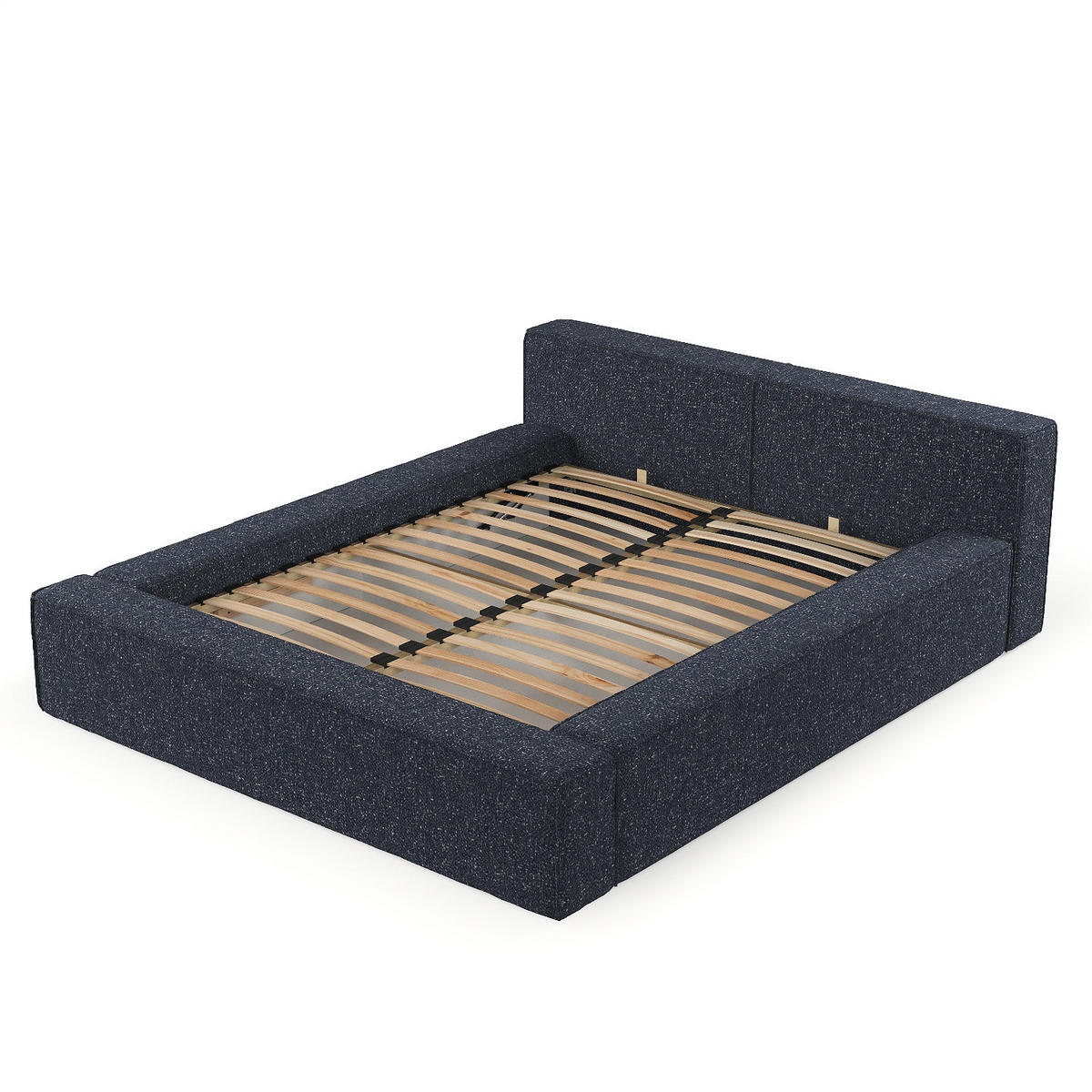 POLSTERBETT Casto mit Stauraum 200/200 cm Dunkelblau im Blur Stoff - Schwarz/Naturfarben, Holz/Holzwerkstoff (200/200cm) - AltaBeds